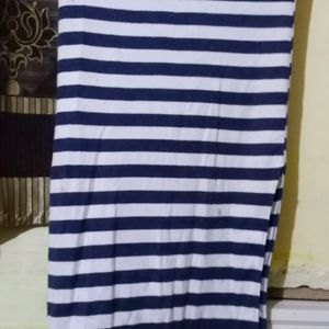 fitted blue white stripes skirt with side slit