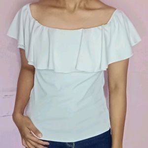 Off Shoulder of White Top From Shein