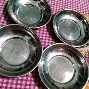 Combo Of 4 Halwa Plates (Small Steel Bowl/Plates)