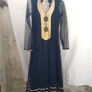 One Tym Used Black Anarkali Suit Set