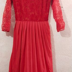 Red Soft Net Gown