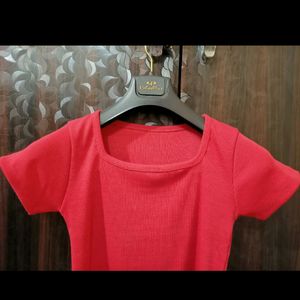 Square Neck Pink Crop Top