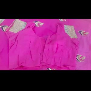 Pink Chiffon Saree