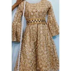 Designer Party Wear Dress With Belt And Dupatta