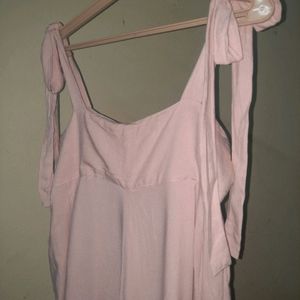 Coquette Tie-up Pale Pink Jumpsuit With Pockets