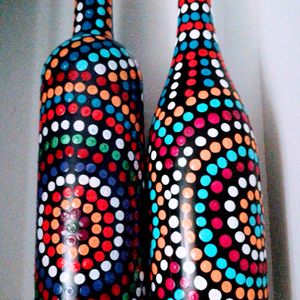 Handpaintes glass bottles combo