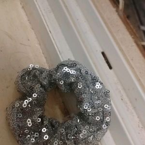 I Am Selling Silver Glitter Sequins Scrunchie