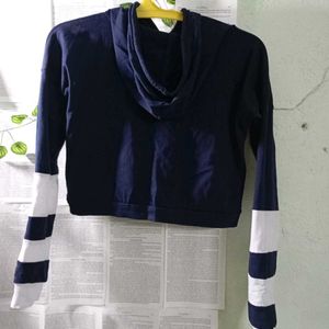 Navy Blue Hoodie Top