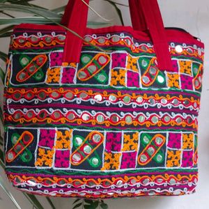 Multi Color Gamthi Work Hand Bag