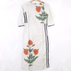 W Off-White Printed Kurta (Women's)