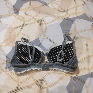 Grey Lace Pushup Cottage Core Bra.