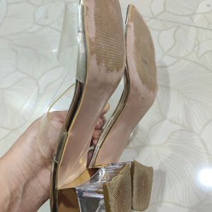 Solid Transparent Gold Crystalline Heel