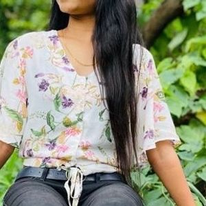 Marie claire floral printed crop top