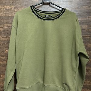 Women Olive Green Solid Sweatshirt