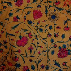 Mustard Designer Floral Printed Cotton Jam Fabric