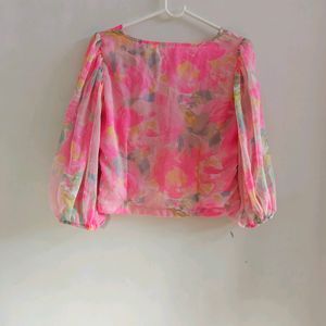 💓 Puff Sleeves Pink Top 💓