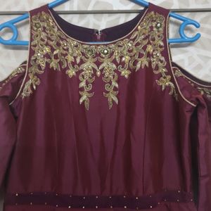 Beautiful Ethic Wear Gown M Size Wine Colour