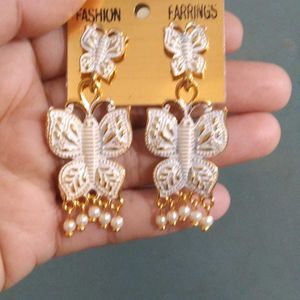 White Butterfly Earrings For Girls And Women