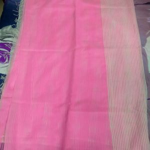 White And Pink Silk Saree