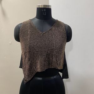 Shimmer Crop Top With Cowl At Back.