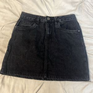 Black Denim Skirt