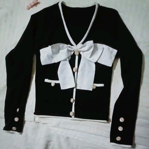 Korean Style Important Woman Bowtie Top