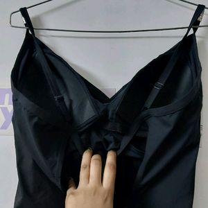 Stylish Black Swimsuit With Silver Buckles