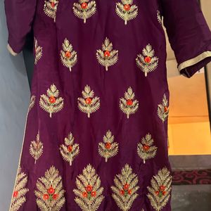 Purple Suit With Palazzo And Dupatta