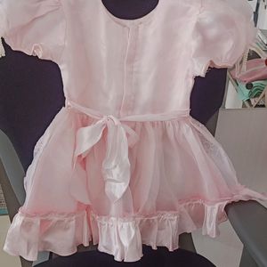 Baby Pink Frock With Moti Work