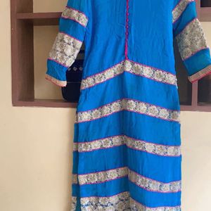 Hot Pink N Blue Kurta