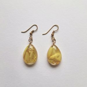 Drop Designed Real Preserved Resin Earrings 🍯🍋💛