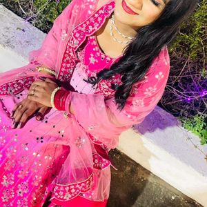 Pink Shaded Mirror Work Engagement Lehenga