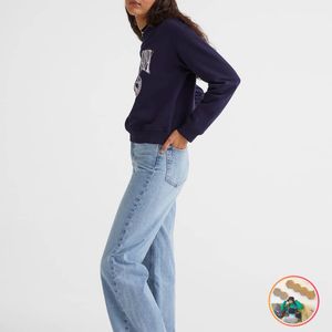 Women Blue Wide High Jeans