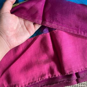 Pink And Blue Silk Saree