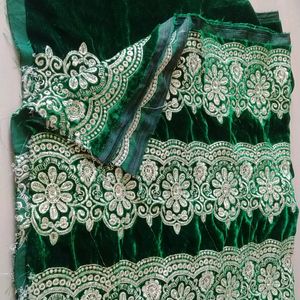 Dark Green Velvet Lehnga