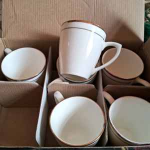 Golden And White Tea Cups