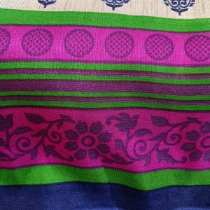 Blue, Green,Pink,And Grey Printed Saree