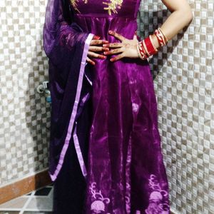 Long Dress With Dupatta,Colour Purple 🟣