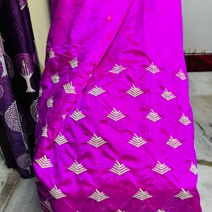 Party Wear Chanderi Silk Saree With Ready Blause