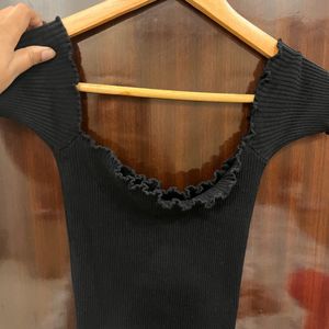 Off Shoulder Black Bodycon Dress