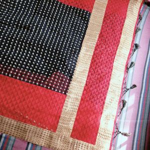 Beautiful Red And Black With Golden Border Saree