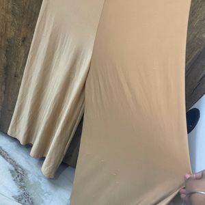 Nude Golden Palazzo Skirt