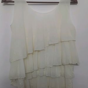 White Frilled Top🤍 Sleeveless