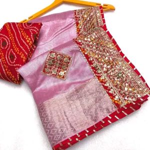 New Cotton Silk With Blouse Piece Saree