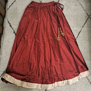 Maroon Ethnic Skirt With Latkan