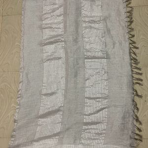 Silver Jari Linen Silk Saree