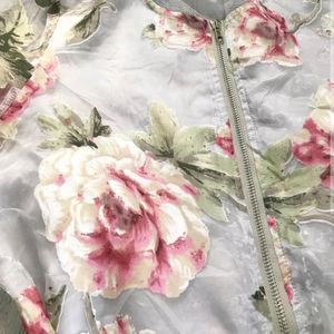 Korean Sheer Sleeves Floral Jacket