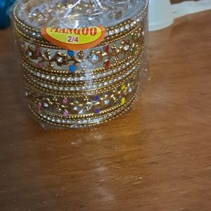 Golden  Bangles 2.4 And 2.6 Size