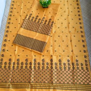 Assamese Mekhela Sador New Design Dyed Toss