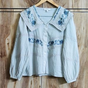 Light Grey Embroidery Work Top Si,e-38-40